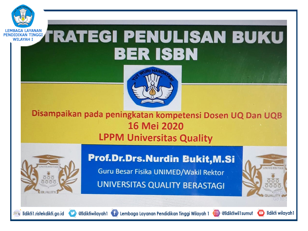 Universitas Quality menggelar Seminar Online "Strategi Penulisan Buku ber ISBN"