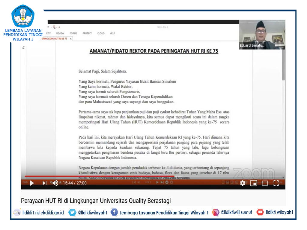 PERAYAAN HUT RI KE 75 DI LINGKUNGAN UNIVERSITAS QUALITY BERASTAGI