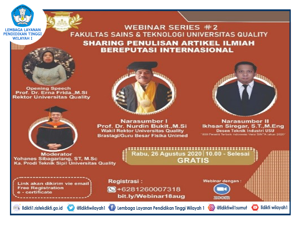 Universitas Quality menyelenggarakan Sharing Penulisan Artikel Ilmiah Bereputasi Internasional