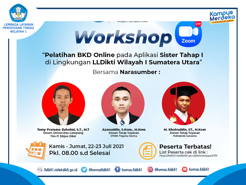 Prof. Ibnu Buka Secara Resmi Acara Workshop BKD Online pada Sister Tahap I di Lingkungan LLDikti I