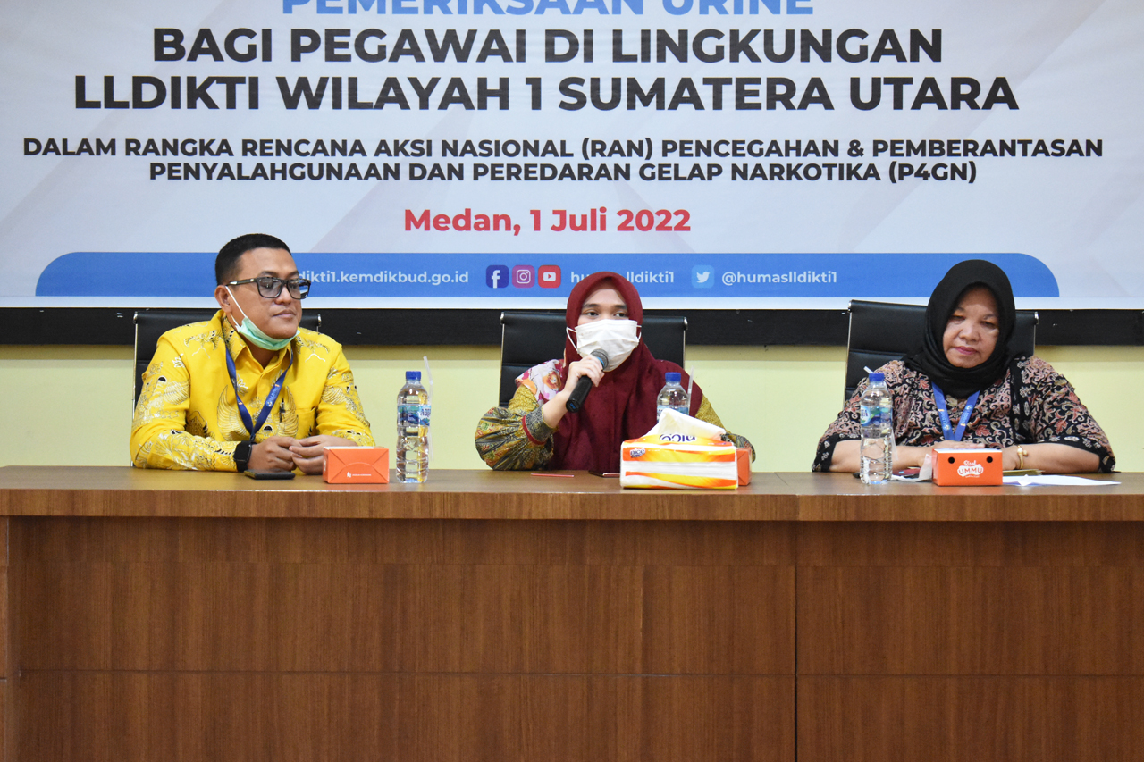 IMPLEMENTASI RAN P4GN, LLDIKTI WILAYAH I SUMUT TES URINE PEGAWAI
