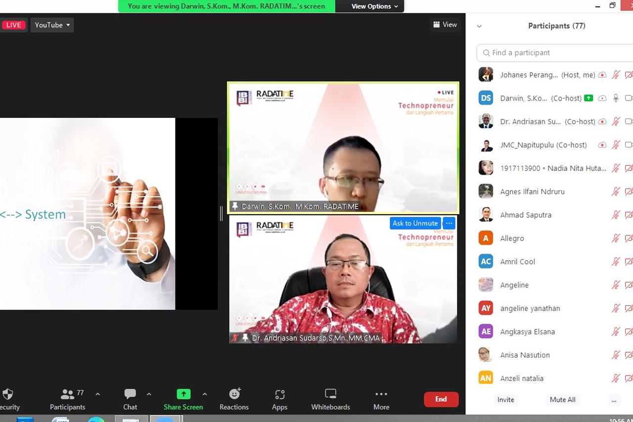 UNIVERSITAS IBBI GELAR WEBINAR TECHNOPRENEUR
