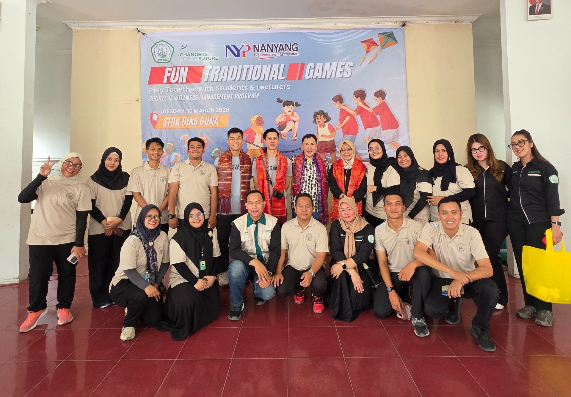 STOK Bina Guna Menerima Kunjungan Delegasi Dari Nanyang Polytechnic Singapore Dengan Mengadakan Kegiatan International Academic Visit Dan & Cultural Sport Activity, 10 Maret 2026
